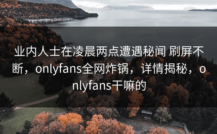 业内人士在凌晨两点遭遇秘闻 刷屏不断，onlyfans全网炸锅，详情揭秘，onlyfans干嘛的